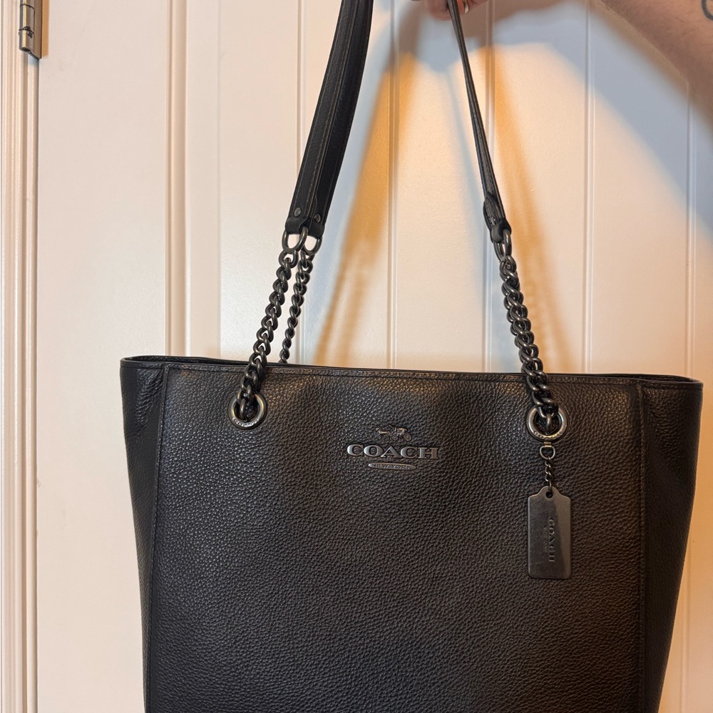 Coach Black Leather Tote Bag